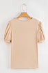 Artisan Bloom Crochet Trim Ribbed V Neck Short Sleeve Top